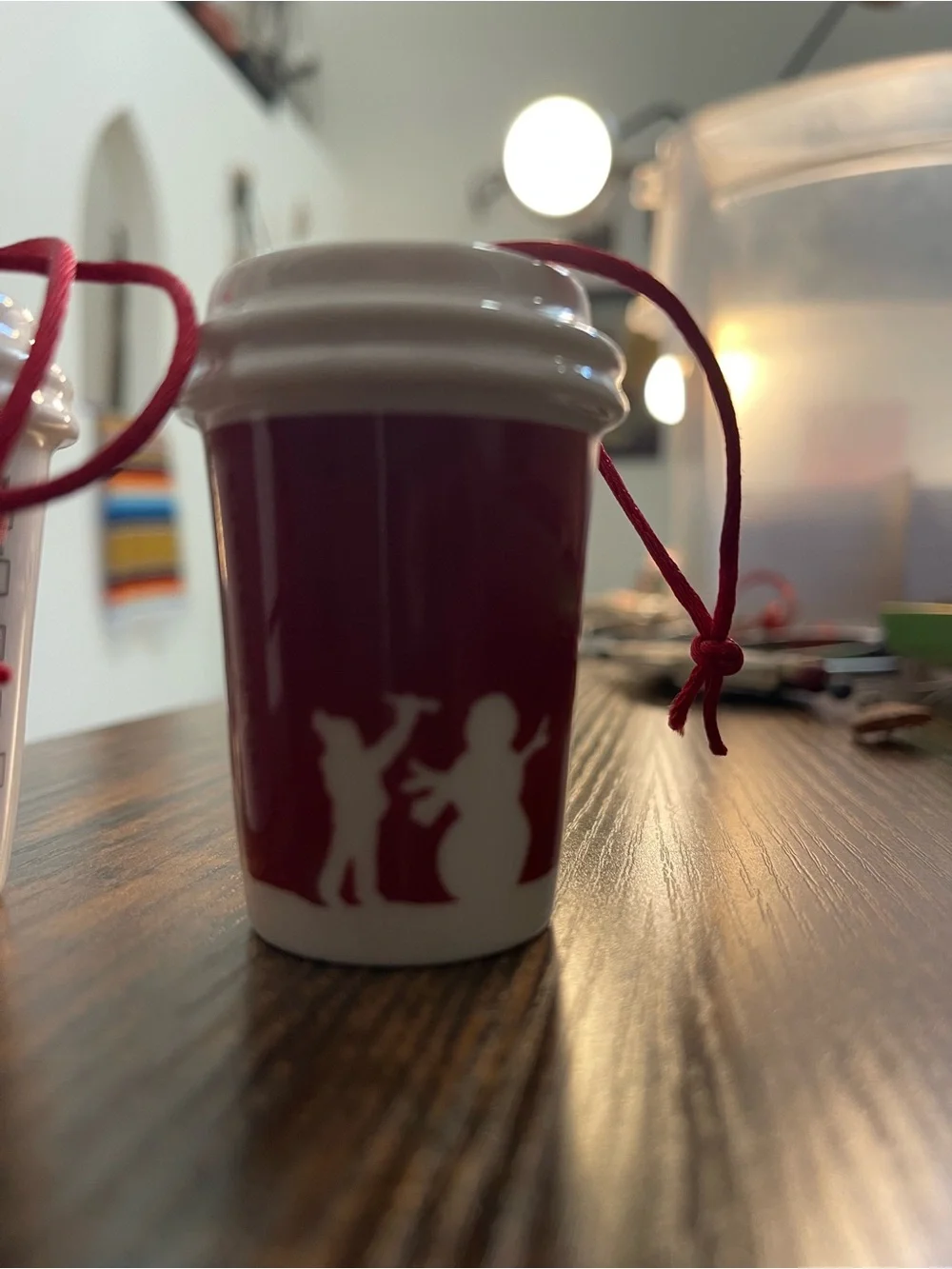 Starbucks Red & White Ceramic Coffee Cup Ornaments with Logo